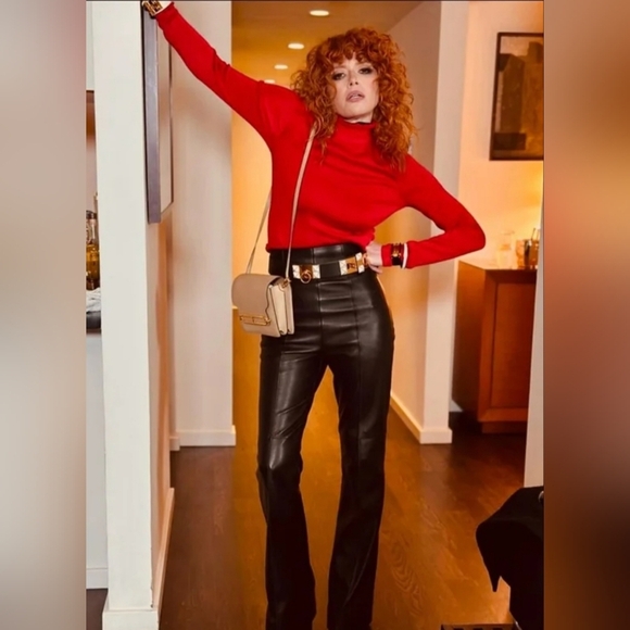 black  leather Wide-Leg Pants - Picture 8 of 8